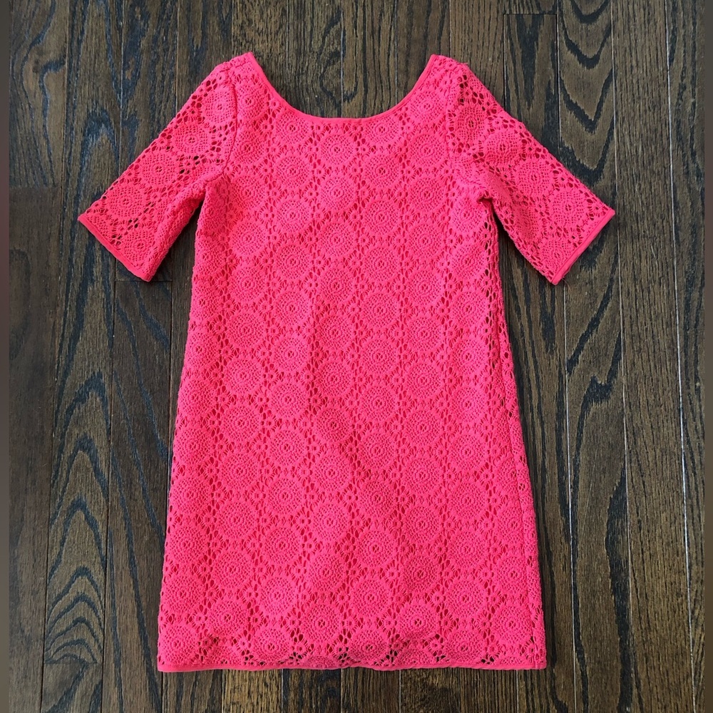 Lilly Pulitzer Girls M (6-7) Little Topanga Dress in Breakers Lace Pucker Pink